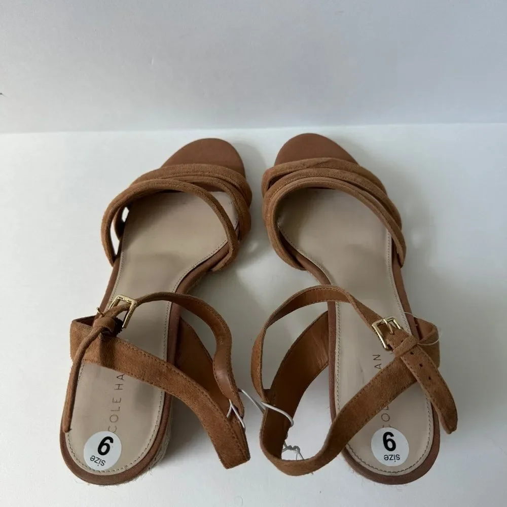Cole Haan Suede Upper Brown Espadrille Sandals Size 9B NWOB